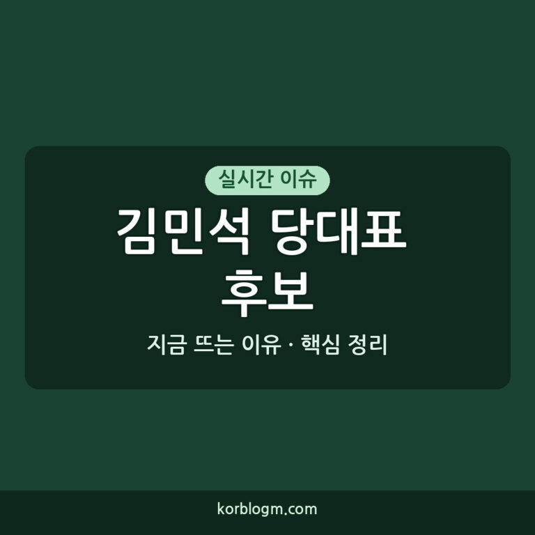 김민석 당대표 후보 근황 및 주요 공약 정리